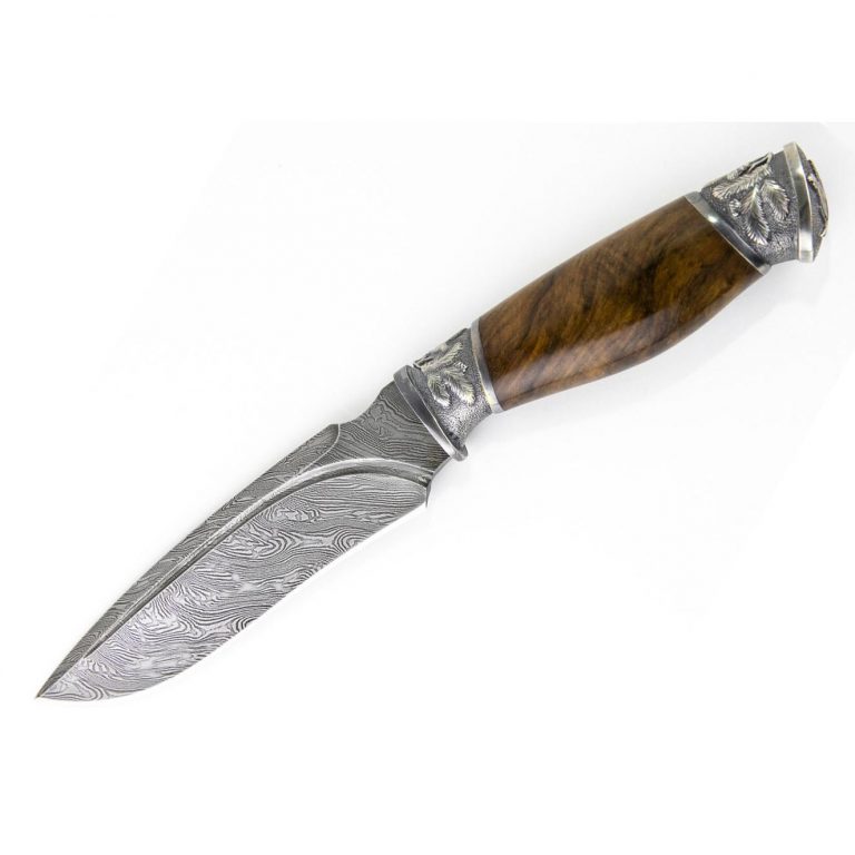 Нож ручной работы Охотник №1 из дамасской стали
