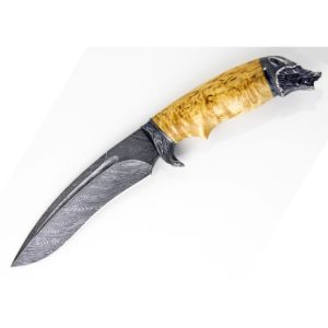 Нож ручной работы Волчара из дамасской стали