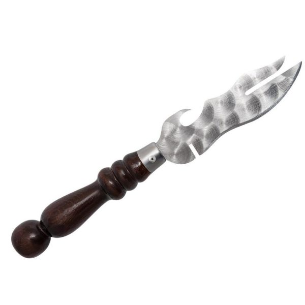 Нож для снятия мяса с шампура с деревянной ручкой и кольцом