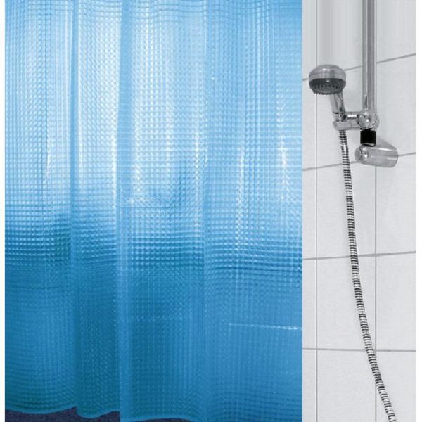 Штора для ванной с 3D эффектом / 180 х 180 см / цвет синий