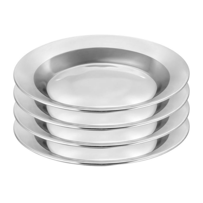 Набор тарелок из нержавеющей стали - 4 шт, 22 см