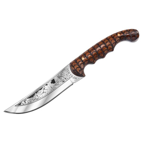 Нож Печенег, сталь 65Х13, рукоять жженый орех (чешуя)