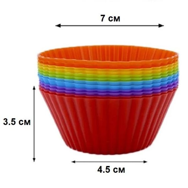 Форма для выпечки кексов и пирожных 7 см силиконовая, комплект 24 шт