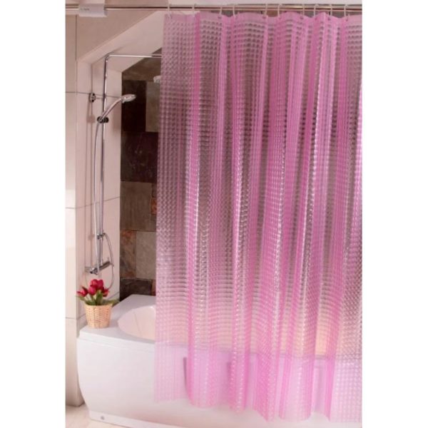 Штора для ванной с 3D эффектом / 180 х 180 см / цвет розовый