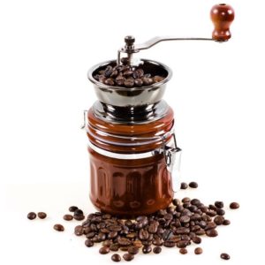 Кофемолка подарочная ручная / Кофемолка ручная керамическая, высота 16см, коричневая