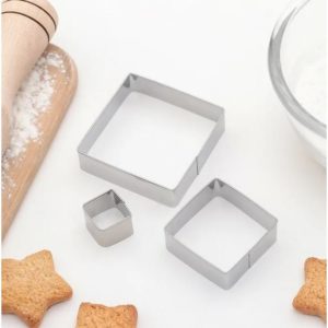 Металлическая форма для печений, набор 3шт / Форма для вырезки квадратных печений, размер 1.8 - 6 см