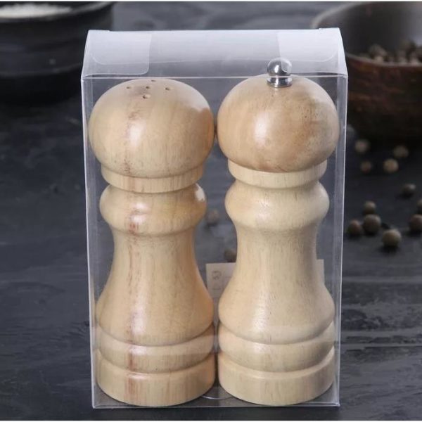 Набор деревянный для специй в форме шахмат, 2 емкости / Мельница и емкость для соли - набор для приправы, высота 15 см