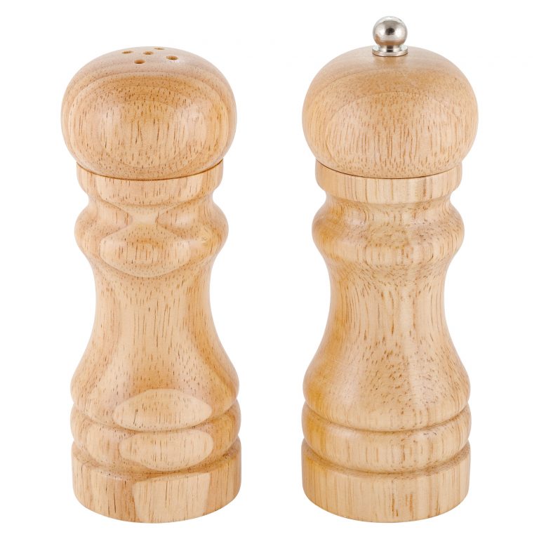 Набор деревянный для специй в форме шахмат, 2 емкости / Мельница и емкость для соли - набор для приправы, высота 13 см