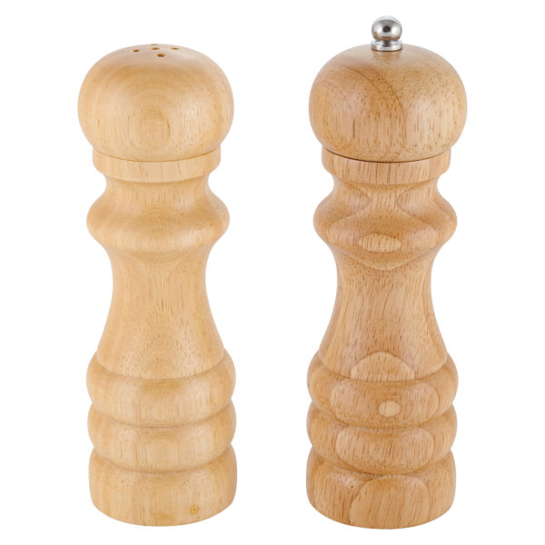 Набор деревянный для специй в форме шахмат, 2 емкости / Мельница и емкость для соли - набор для приправы, высота 15 см