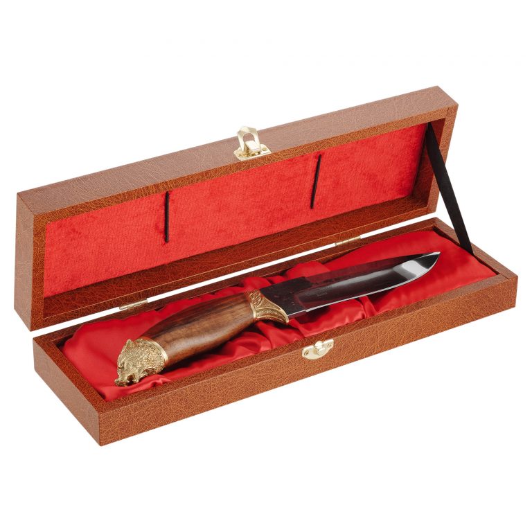 Футляр подарочный для ножа, кейс для ножа, шкатулка сувенирная, размер 35 х 10см, коричневый цвет