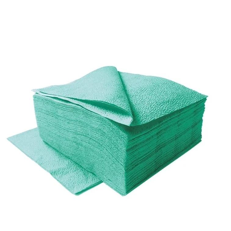 Салфетки бумажные зеленые однослойные 120 х 120 мм - 100 шт.