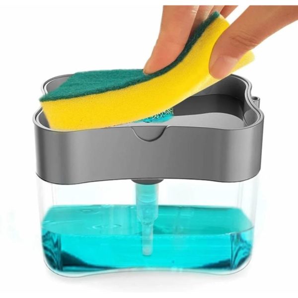 Диспенсер для посудомоечной губки / Дозатор для мыла с губкой в комплекте / Диспенсер для моющего средства