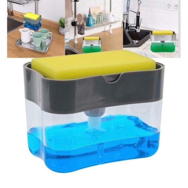 Диспенсер для посудомоечной губки / Дозатор для мыла с губкой в комплекте / Диспенсер для моющего средства