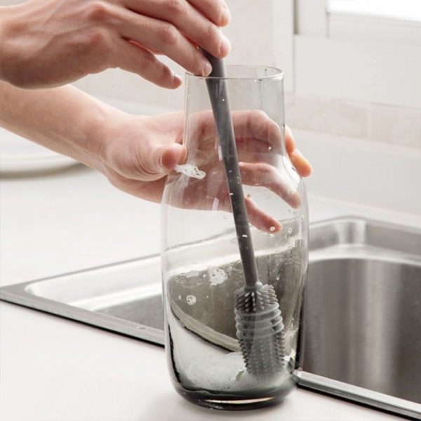Силиконовый ершик для мытья бутылочек, стаканов, ваз, посуды, чашек, детской посуды / Ершик из силикона для мытья высокой вазы, высокого стакана, бутылочки