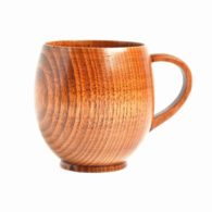 Кружка из натурального дерева / Чашка с ручкой, деревянная / Деревянная посуда / Объем 250 мл, набор 2 шт