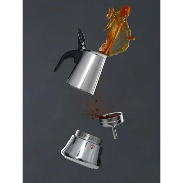 Кофеварка из нержавеющей стали, 9 чашек эспрессо / Кофейник стальной с клапаном для выхода пара