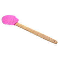 Лопатка силиконовая с деревянной ручкой "Кекс" / Лопатка кондитерская праздничная, силиконовая, деревянная ручка, цвет розовый