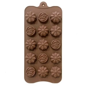 Силиконовая форма для конфет, шоколада, карамели, для украшения / Силиконовый молд шоколадные конфеты Цветы 3 вида, размер 20х10х1.5 см