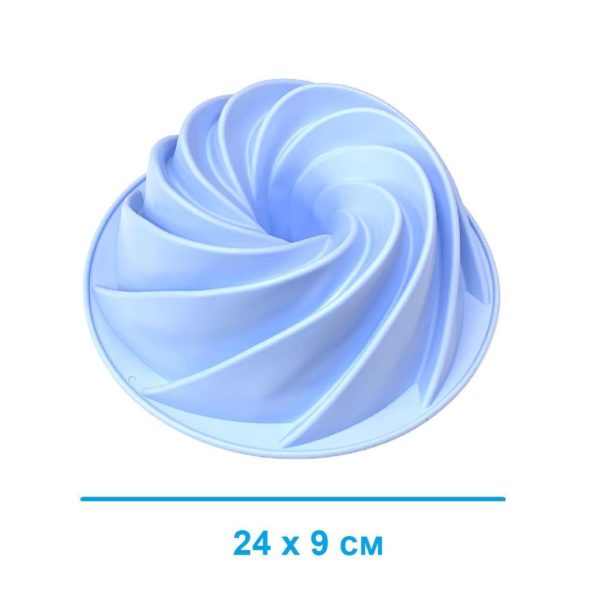 Форма для выпечки силиконовая, круглая, размер 24х9см / Форма для кекса, фигурная, рифленая